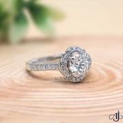 Round Vintage Halo Diamond Ring Moissanite Diamond